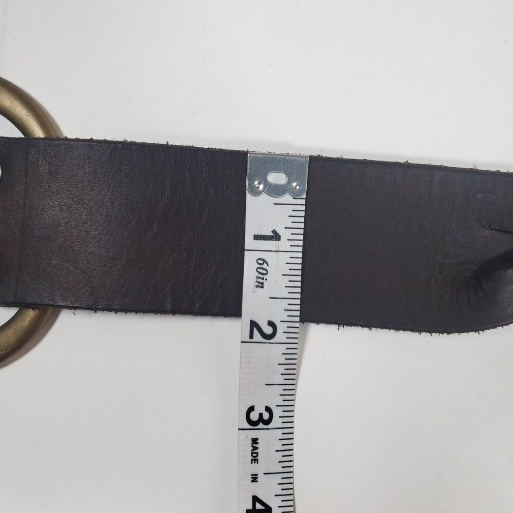 Vintage Gap Women’s Brown Leather Belt Large Braided Woven Solid Brass Buckle - Picture 9 of 10